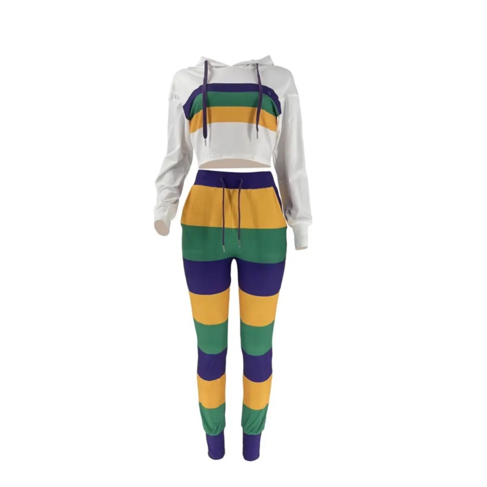 Mardi Gras Striped Hoodie and Jogger Set - Picture 3 of 7